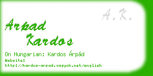 arpad kardos business card